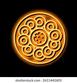 ring cut onion neon light sign vector. ring cut onion illustration