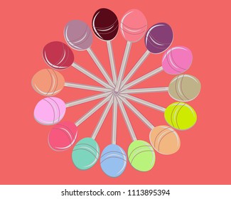 A ring of delicious colored lollipops.