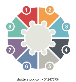 Ring diagram of eight colored puzzles. Template infographics, diagram, graph; presentation. 