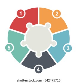 Ring diagram of five colored puzzles. Template infographics, diagram, graph; presentation. 