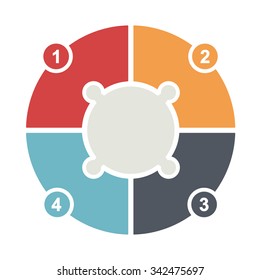Ring diagram of four colored puzzles. Template infographics, diagram, graph; presentation. 