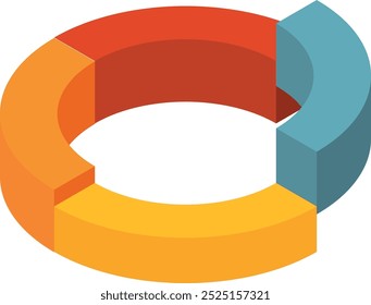 Diagrama em anel. Gráfico infográfico isométrico. Visualização de negócios