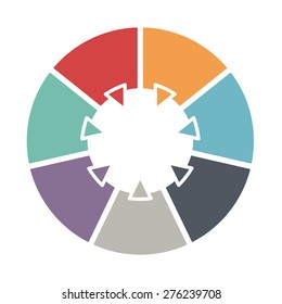 Ring diagram of seven colored sections. Template infographics.