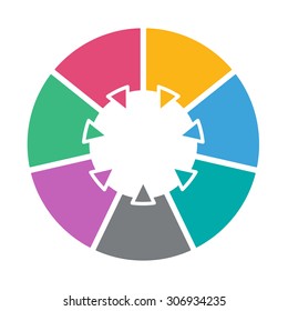 Ring diagram of seven colored sections. Template infographics.
