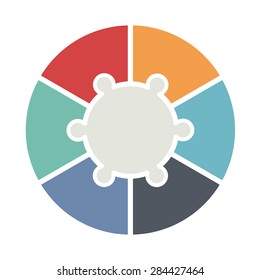 Ring diagram of six colored puzzles. Template infographics.
