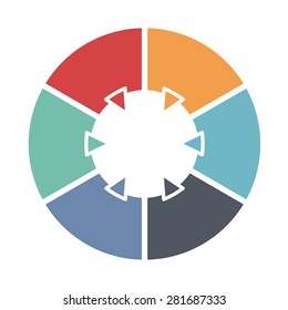 Ring Diagram Of Six Colored Sections. Template Infographics.