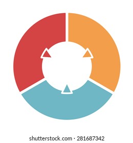 Ring Diagram Of Three Colored Sections. Template Infographics.