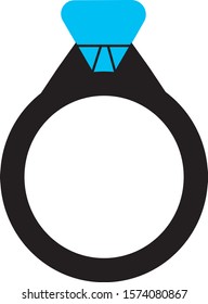 A ring with a diamond in it black ring blue diamond