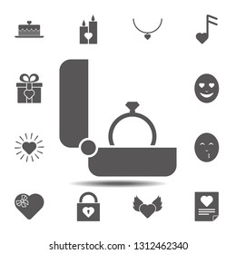 A ring with a diamond in the box icon. Simple glyph, flat vector element of valentines day icons set for UI and UX, website or mobile application