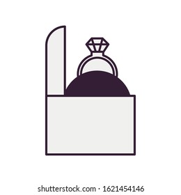 ring with diamond in box vector illustration design