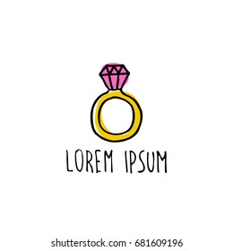 ring with a diamond doodle icon