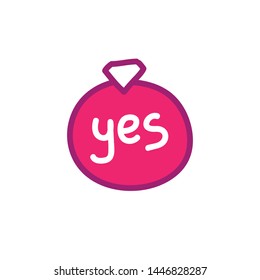 ring with a diamond doodle icon, vector illustration