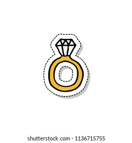 ring with a diamond doodle sticker icon