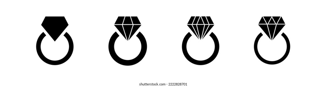 Ring mit Diamond. Einsatzring-Set. Vektorgrafik.