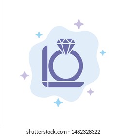 Ring, Diamond, Gift, Box Blue Icon on Abstract Cloud Background