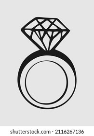 Ein Ring mit einem Diamanten. Grafische, handgezeichnete Illustration. Vektorgrafik.