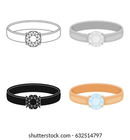 Ring with diamond icon in cartoon style isolated on white background. Jewelry and accessories symbol stock vector illustration.