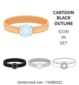 Ring with diamond icon in cartoon style isolated on white background. Jewelry and accessories symbol stock vector illustration.