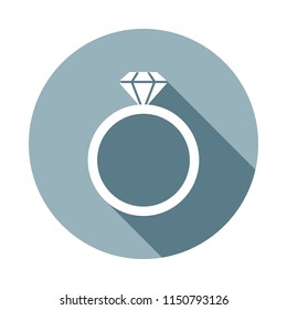 a ring with a diamond icon in Flat long shadow. One of web collection icon can be used for UI/UX