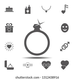 A ring with a diamond icon. Simple glyph, flat vector element of valentines day icons set for UI and UX, website or mobile application