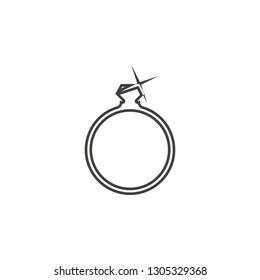 A ring with a diamond icon. Simple thin line, outline vector of valentines day, love icons for UI and UX, website or mobile application