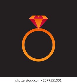 Ring Diamond Icon Valentine's Gradient Color