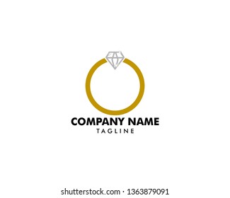 Ring with Diamond Icon Vector Logo Template