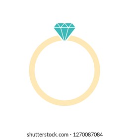 Ring with diamond icon vector, on white background editable eps10
