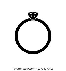 Ring with diamond icon vector, on white background editable eps10
