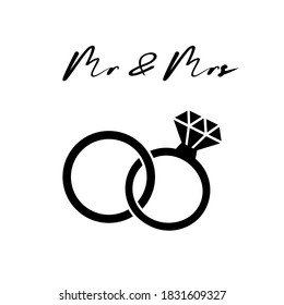 Ring with diamond icon.Jewelry symbol.Mr and Mrs.