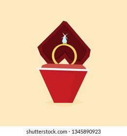 Ring with diamond or jewel in box