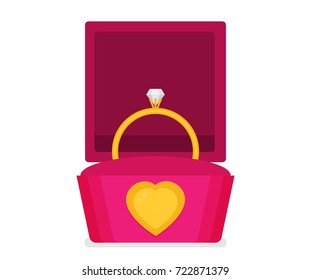 Ring with diamond or jewel in box