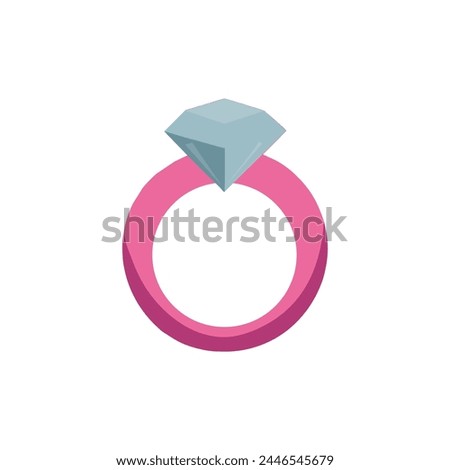 A ring with diamond, lady's beauty things for girls, illustration a white background. Pinkcore.