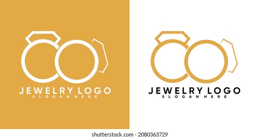 Ring- und Diamantenlogo-Design mit Stil und kreativem Konzept