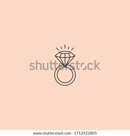 Ring With Diamond logo design templates in trendy linear and minimal style. Vector emblems for jewelry stores and hand made masters