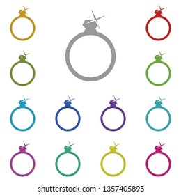 A ring with a diamond multi color icon. Simple thin line, outline vector of valentines day icons for UI and UX, website or mobile application