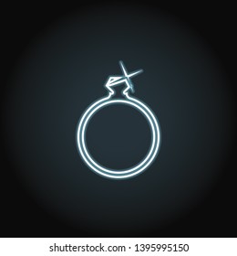 A ring with a diamond neon icon. Simple thin line, outline vector of valentines day icons for UI and UX, website or mobile application