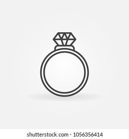 Ring with diamond outline icon. Vector engagement ring minimal symbol or design element in thin line style