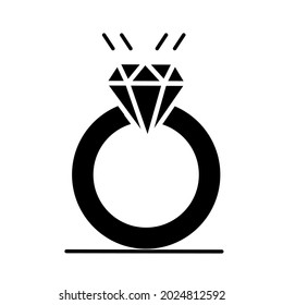 Ring Diamond Proposal Love Solid Glyph Icon Vector