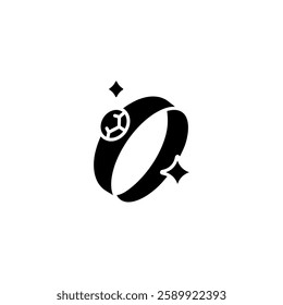 Ring with diamond simple glyph icon. Vector solid isolated black illustration.