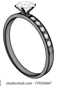 Ring With Diamond Vector 07
