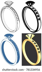 Ring With Diamond Vector 09