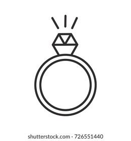 ring with diamond vector line icon, sign, illustration on background, editable strokes