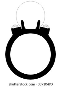 Ring With Diamonds And Pearl Vector 02