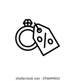 Ring discount line icon. Isolated vector element.