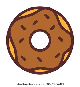 ring donut with chocolate single isolated icon with filled line style
