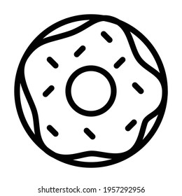 ring donut with chocolate single isolated icon with outline style