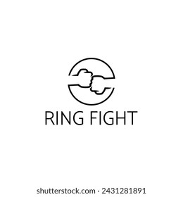 ring fight with a simple line logo design style	
