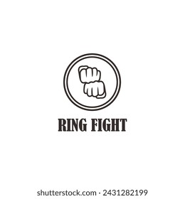 ring fight with a simple line logo design style	