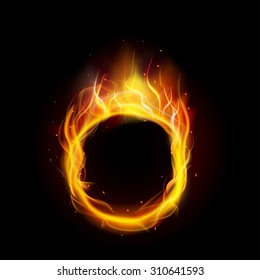 Ring Of Fire With Black Background. Vector